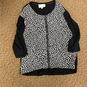 Chico's Black and White Animal Print Long Sleeve Top